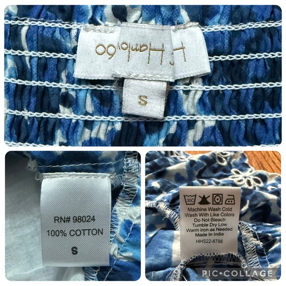 House of Harlow 1960 Melba Blue Floral Print Tiered Embroidered Skirt size S - Picture 8 of 10